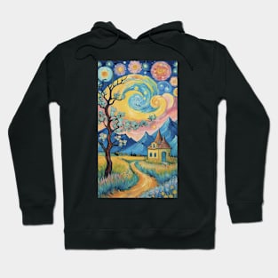 Ethereal Nocturne: Van Gogh-Inspired Landscape Hoodie